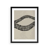 Plakat w ramie 50x70 - Kontury Ewolucji Materii - boho plakat, czarne kropki kreski - rama czarna