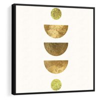 Obraz w ramie 50x50 - Harmonijne Odbicia - geometryczne złote kształty, tekstura - rama czarna