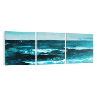 Obraz na płótnie 90x30 - Burza Nad Granatowym Oceanem - piękny marynistyczny obraz olejny, wzburzone ciemne morze