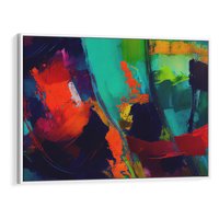 Obraz w ramie 70x50 - Abstrakcyjne wizje czasu - żywe radosne kolory, plamy kolory - rama biała