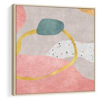 Obraz w ramie 80x80 - Ekspresja w ruchu pędzla - abstrakcja, połączenie kształtów - rama drewno