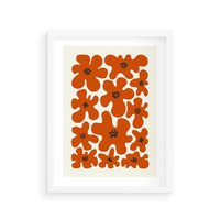 Plakat w ramie 50x70 - Wibracje Przestrzeni - abstrakcyjne czerwone kwiaty, kompozycja - rama biała