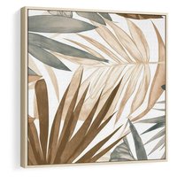 Obraz w ramie 50x50 - Liście w Akwareli - akwarela, malowane liście - rama drewno