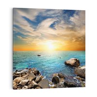 Obraz na płótnie 50x50 - Zachód słońca na plaży - plaża, zachód