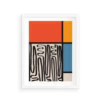 Plakat w ramie 30x40 - Podróżne Wibracje Serca - abstrakcyjny obraz, proste linie - rama biała