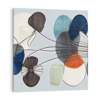 Obraz na płótnie 60x60 - Plamy w Niebieskim - sztuka abstrakcyjna, linie