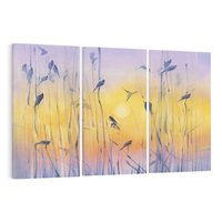 Obraz na płótnie 120x80 - Mistyka Poranka nad Szuwaram - wschód słońca w szuwarach, trawy