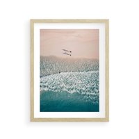 Plakat w ramie 40x50 - Turkusowe Uroki - niebieskie turkusowe morze, plaża - rama drewno