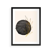 Plakat w ramie 40x50 - Kontrast Kształtów - minimalistyczna grafika, czarna plama - rama czarna