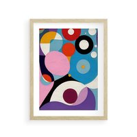 Plakat w ramie 50x70 - Kolorowe Ulotności - abstrakcyjny obraz olejny, żywe kolory - rama drewno