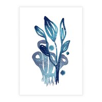 Plakat bez ramy 21x30 - Akwarelowy Błękit - pastelowy, abstrakcyjny plakat