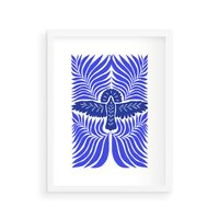 Plakat w ramie 50x70 - Etniczne Rekwizyty - etniczne roślinne wzory, granat - rama biała