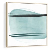 Obraz w ramie 50x50 - Turkusowy Świat - minimlizm, abstrakcja - rama drewno