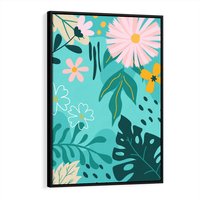 Obraz w ramie 50x70 - Kwiatowe Wibracje - pastelowa kompozycja, kwiaty - rama czarna