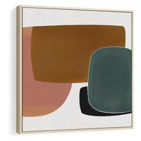 Obraz w ramie 50x50 - Emocje w akwarelach - geometryczne dziwne kształty, turkusowy - rama drewno