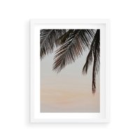 Plakat w ramie 40x50 - Tropikalna Harmonia - palmy na tle nieba - rama biała