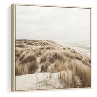 Obraz w ramie 50x50 - Nadmorskie Wydmy - fotografia, kolory sepii - rama drewno