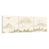 Obraz na płótnie 120x40 - Przyroda Japonii - japońska akwarela, góry