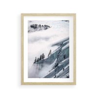 Plakat w ramie 30x40 - Czystość Natury - ośnieżone szczyty górskie, pejzaż - rama drewno
