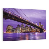 Obraz na płótnie 120x80 - Nocny Spacer po Moście Manhattan - most, Nowy Jork