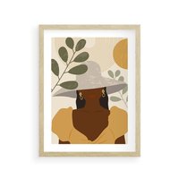 Plakat w ramie 40x50 - Grafika w Innowacyjnym Stylu - grafika, postać kobiety - rama drewno