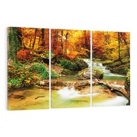 Obraz na płótnie 120x80 - Idylliczny las z bujnym strumykiem - las, drzewa