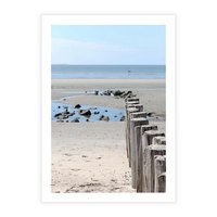 Plakat bez ramy 21x30 - Fale na falochronie nad morzem - morze, falochron