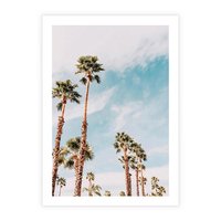 Plakat bez ramy 50x70 - Tropikalna Sielskość: Palmy i Błękitne Niebo - palmy na tle błękitnego nieba
