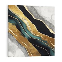 Obraz na płótnie 80x80 - Refrakcje płynącej rzeczywistości - jak marmurowa rzeka, linie złota