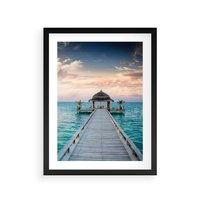 Plakat w ramie 50x70 - Morski Pomost - morze, pomost - rama czarna