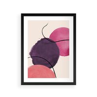 Plakat w ramie 50x70 - Migotliwe Widzenia - abstrakcyjne akwarelowe plamy, nieregularne linie - rama czarna