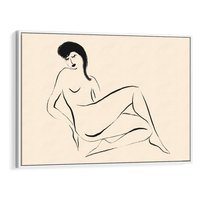 Obraz w ramie 70x50 - Piękno w Minimalizmie - abstrakcyjny rysunek, minimalistyczna kreska - rama biała