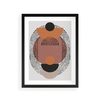Plakat w ramie 50x70 - Abstrakcja w Odcieniach Brązu i Beżu - geometria, abstrakcyjna grafika - rama czarna