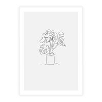 Plakat bez ramy 30x40 - Tajemnicza Harmonia - sztuka one line, monstera