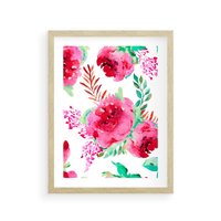 Plakat w ramie 50x70 - Delikatna Akwarela - kwiaty, akwarela - rama drewno