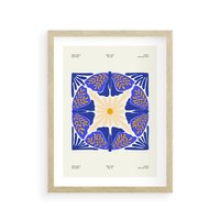 Plakat w ramie 30x40 - Księga Abstrakcji - abstrakcyjna boho kompozycja, granatowe ćmy - rama drewno