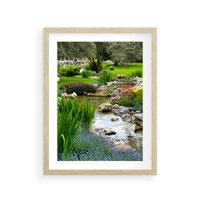 Plakat w ramie 40x50 - Ogródowy Strumyk - strumyk, ogród - rama drewno