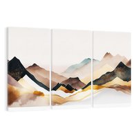 Obraz na płótnie 120x80 - Góry Tonące w Pastelach - złote pastelowe góry, akwarela