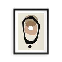 Plakat w ramie 50x70 - Intrygujące Zaskoczenia - beżowa abstrakcyjna kompozycja, czarny akcent - rama czarna