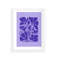 Plakat w ramie 30x40 - Migocące Boho Wibracje - kwiaty, energetyczne fioletowe tło - rama biała