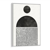 Obraz w ramie 70x100 - Księga Wibracji - abstrakcyjne czarno białe formy, minmalizm - rama biała