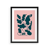 Plakat w ramie 50x70 - Kształty Nieznanego Świata - abstrakcyjne liście, boho styl - rama czarna