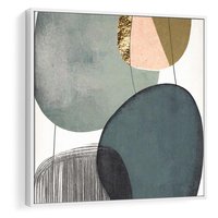 Obraz w ramie 80x80 - Przenikające Formy Duszy - abstrakcyjny obraz, geometryczne obłe formy - rama biała