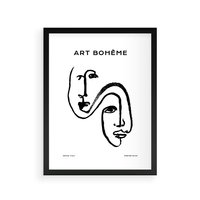 Plakat w ramie 50x70 - Rozbijające Granice Boho - boho sztuka, twarze - rama czarna