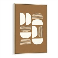 Obraz w ramie 80x120 - Wewnętrzne Spektrum - geometryczne boho kształty na brązowym, karmelowym tle - rama drewno