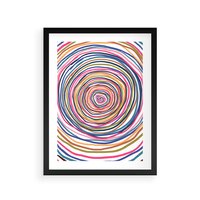 Plakat w ramie 40x50 - Cyrkulująca Harmonia - kolorowe etniczne wzory, tęczowe żywe kolory - rama czarna