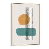 Obraz w ramie 80x120 - Wibracje Barw - abstrakcyjne akwarelowe plamy, nieregularne kreski - rama drewno