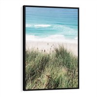 Obraz w ramie 70x100 - Harmonia Natury - widok z wydm, wydmy porośnięte trawami - rama czarna