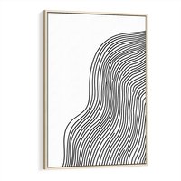 Obraz w ramie 80x120 - Refrakcje Przestrzeni - mnimalistyczna forma, czarne linie - rama drewno