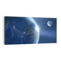Obraz na płótnie 100x50 - Mistyczne spotkanie - księżyc, ziemia